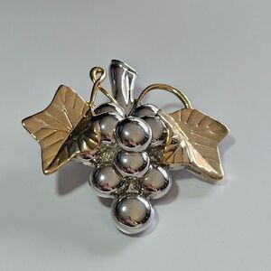 MJ silver and gold tone grape cluster brooch